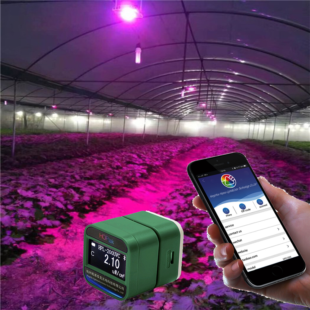 PAR PPFD Meter HOPOOCOLOR HPL220P Handheld Spectrometer For Optical Flux Density Test