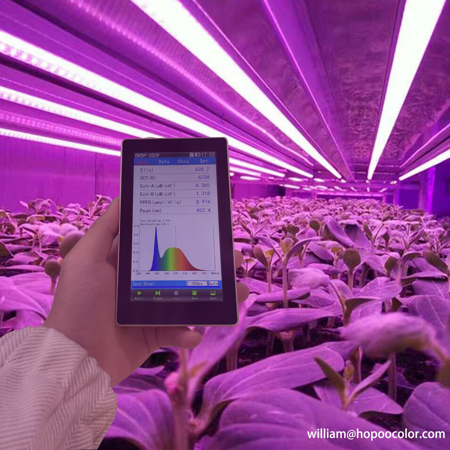 PPFD and PAR meter 350-800nm OHSP350P handheld spectrometer grow light spectrometer plant spectrometer LED light spectrometer - Image 4