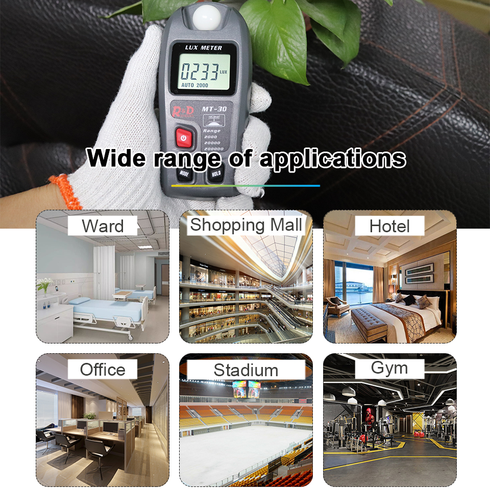 R&D MT30 Lux meter 0~200,000lux Range light meter pocket design illuminometer lux/fc photometer tester Enviromental Testing Grey - Image 2
