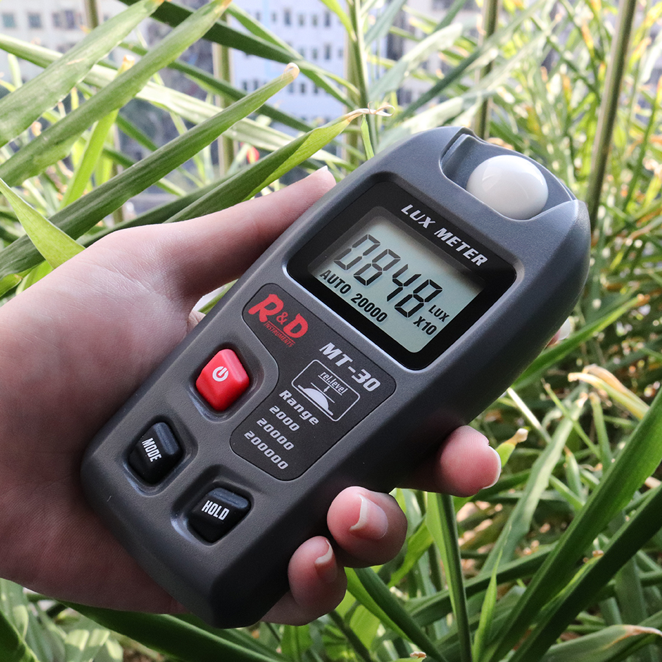 R&D MT30 Lux meter 0~200,000lux Range light meter pocket design illuminometer lux/fc photometer tester Enviromental Testing Grey - Image 4