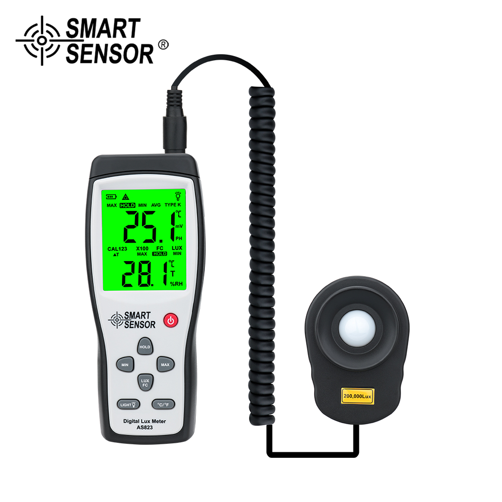 Smart sensor digital Lux meter spectrophotometer Photometer spectrometer High Precision Light Meter 1-200.000lux emergency light