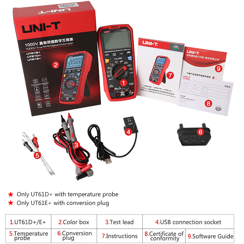 UNI-T Digital Multimeter UT61E Plus Series True RMS 1000V Auto Range Handheld Professional Tester Voltmeter multimeterAC/DC - Image 6