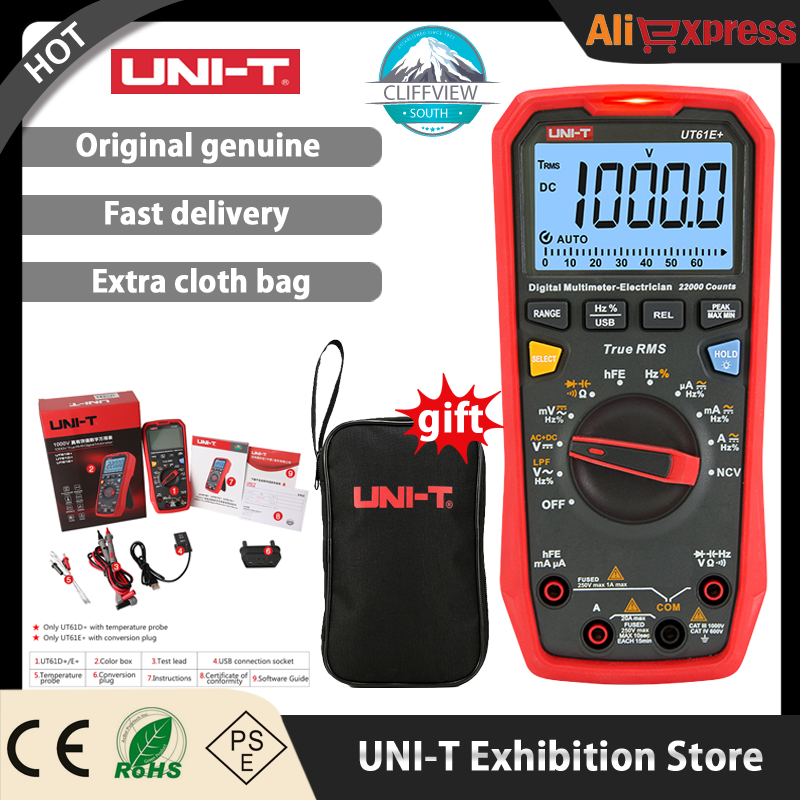 UNI-T Digital Multimeter UT61E Plus Series True RMS 1000V Auto Range Handheld Professional Tester Voltmeter multimeterAC/DC