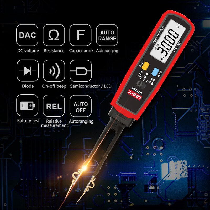 UNI-T SMD Multimeter UT116A UT116C Auto Range Resistance Capacitance Diode(RCD) LED Zener DCV Continuity Battery Tester Meter - Image 2