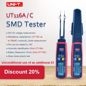 UNI-T SMD tester UT116A UT116C professional rotatable and with tweezer High precision Resistor-capacitor tester with clip