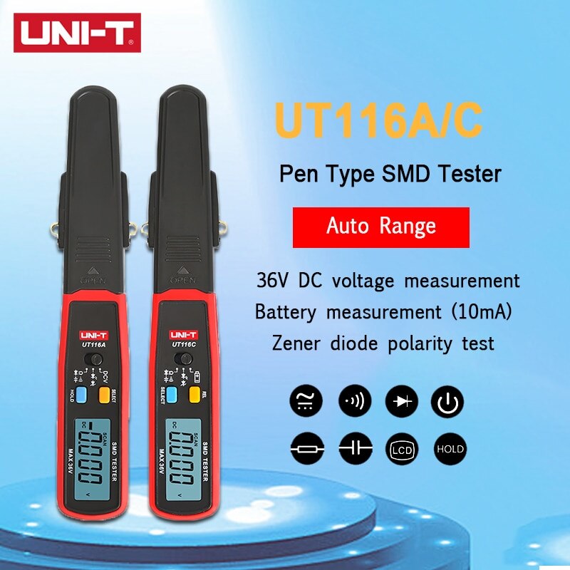 UNI-T UT116A UT116C SMD multímetro LED diodos Zener Auto de la gama de resistencia de la capacitancia del diodo (RCD) DCV contin