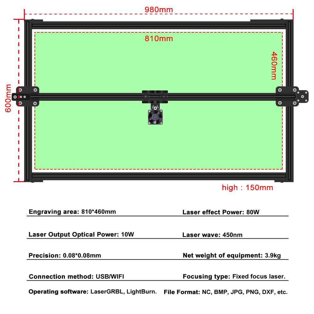 Wireless Laser Engraver Cutter Wood Cutting Engraving Machine Router ZBAITU 81X46CM 80W Air Assisted Laser Module - Image 2