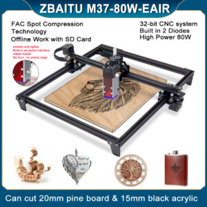 80W Laser Cutter Remaker Wood Engraver 37X37CM with Air Assisted/Offline/FAC Wood Tools